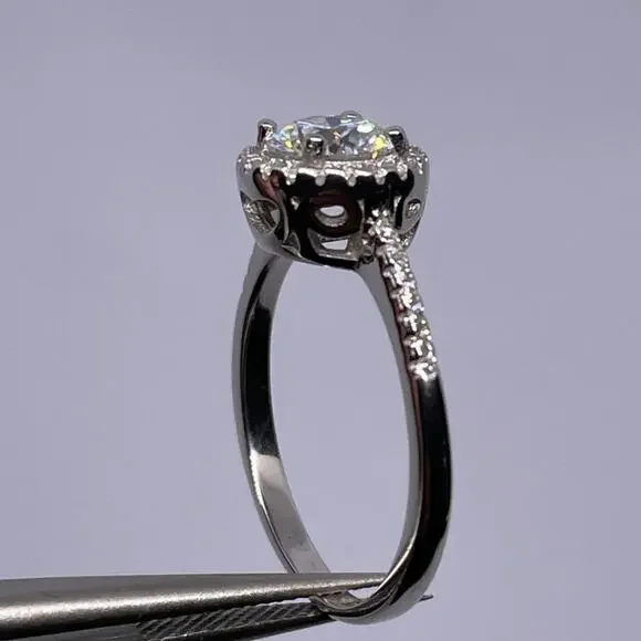 Moissanite Diamond Engagement Ring Brilliant Round Cut GRA S925 1 Ct Size 6 - Picture 4 of 11